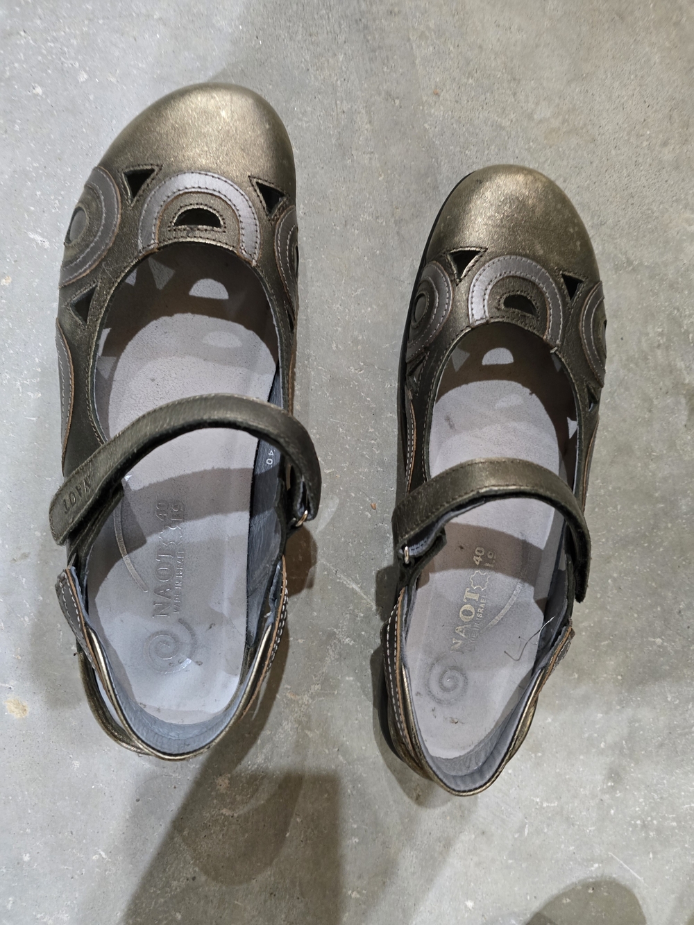 NAOT Woman's Metallic Bronze Mary Jane Shoes, Size 40